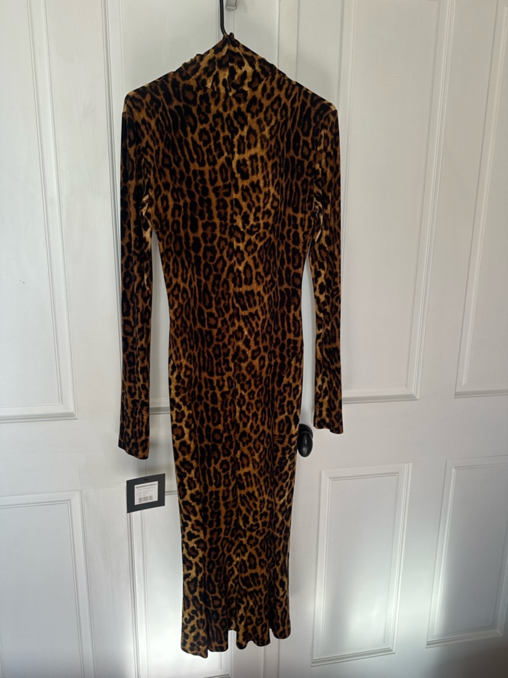 Norma Kamali Leopard-Print Long-Sleeve Midi Dress - Brown/Black - Picture 9 of 16